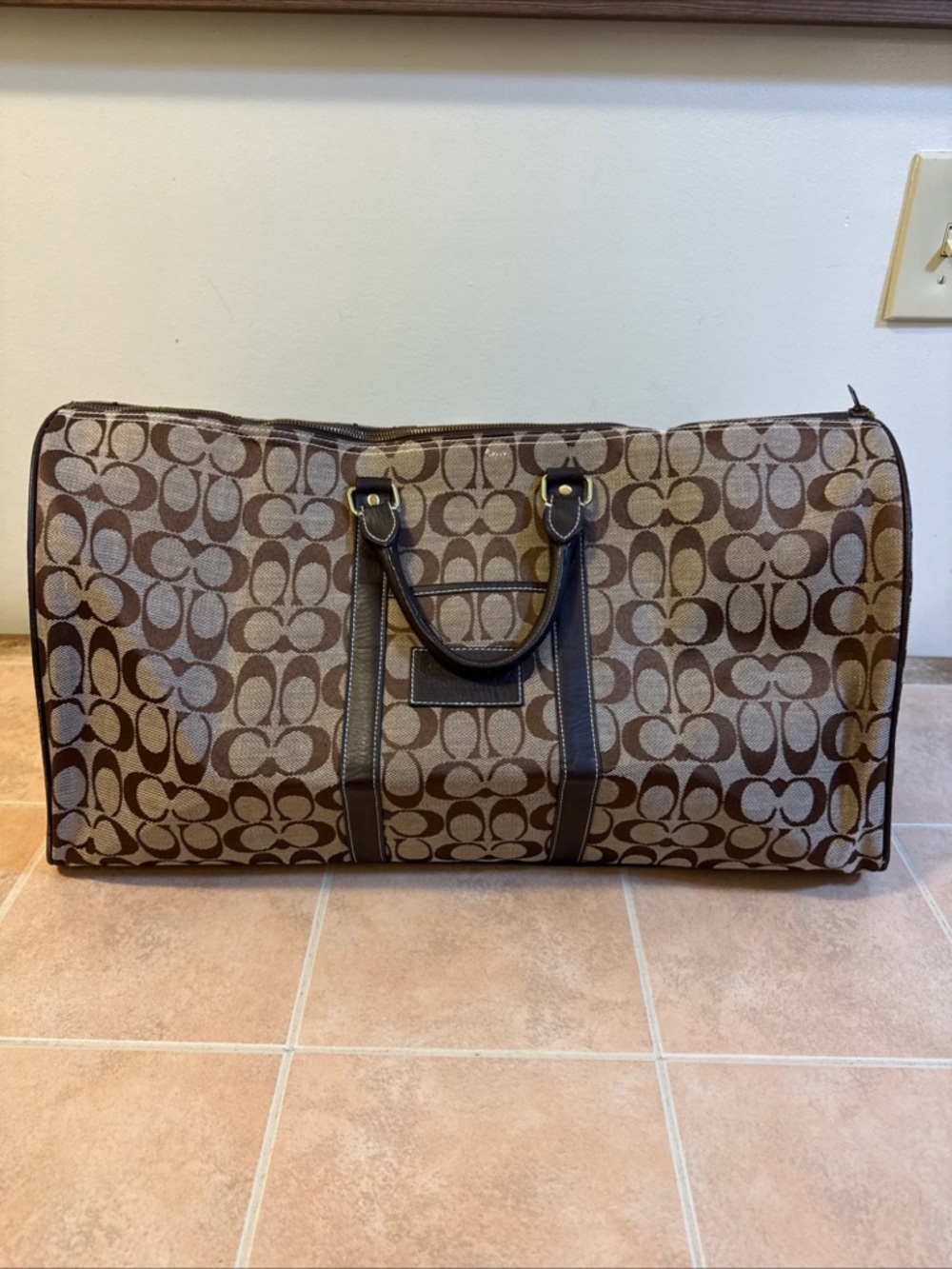 Coach Brown Signature Canvas Duffel Bag